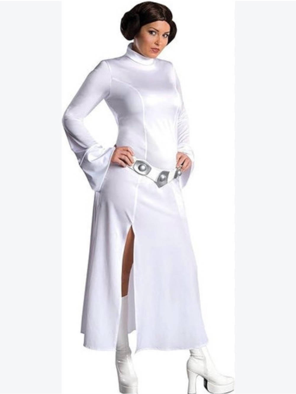 Star Wars Princess Leia White Maxi Dress with Silver Belt Detail